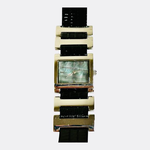 Pallas Watch Made in Germany Silver Tone Bezel Accents Face Black Leather Band - Picture 4 of 8